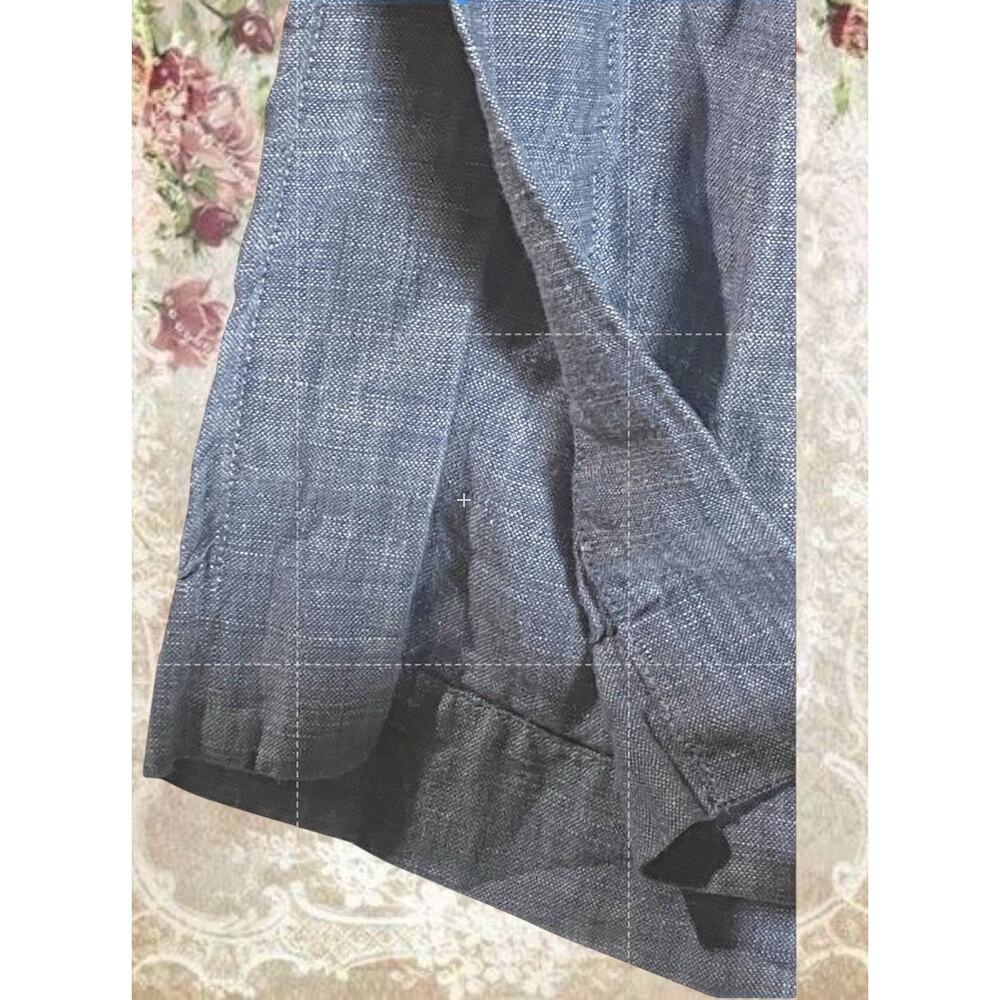Athleta Womens 12 Linen Wide Elastic Waist/Drawstring Blue Crop Lounge Pant - Picture 7 of 8